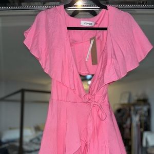 Vici by DO + BE | Movement Cotton Blend Ruffle Wrap Romper